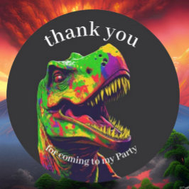Danke Dinosaur Birthday Party Runder Aufkleber