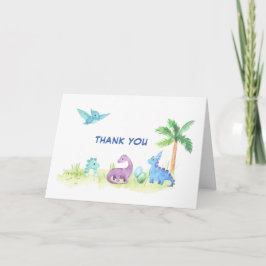 Danke Dinosaur Niedlich Watercolor Baby Dusche Karte