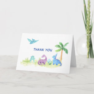 Danke Dinosaur Niedlich Watercolor Baby Dusche Karte