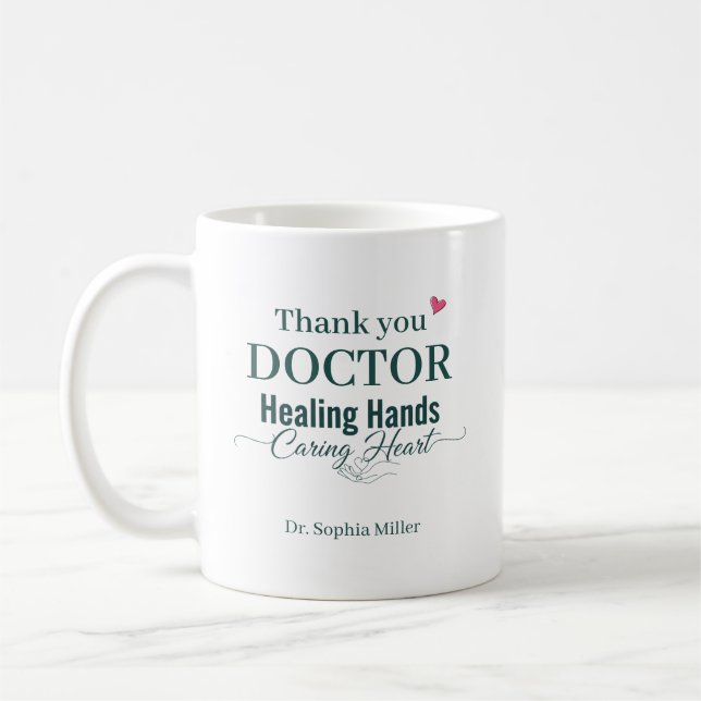 Danke Doktor Heilende Hände Sorgendes Herz Custom Kaffeetasse (Links)