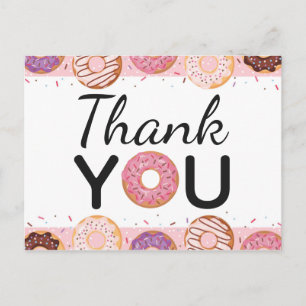 DANKE DU Card Pink Iced Donuts Geburtstagsparty Einladungspostkarte