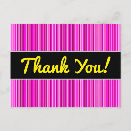 Danke + Dünne Magenta und rosa Streifen Muster Postkarte