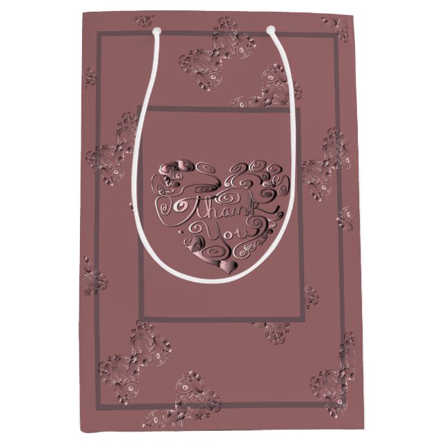 "Danke" Dusty Rose Mittlere Geschenktüte (Vorderseite)