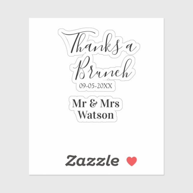 Danke ein Brunch nach der Hochzeit Name Datum einf Aufkleber (Blatt)