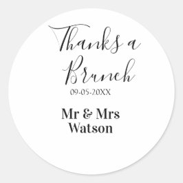 Danke ein Brunch nach der Hochzeit Name Datum einf Runder Aufkleber