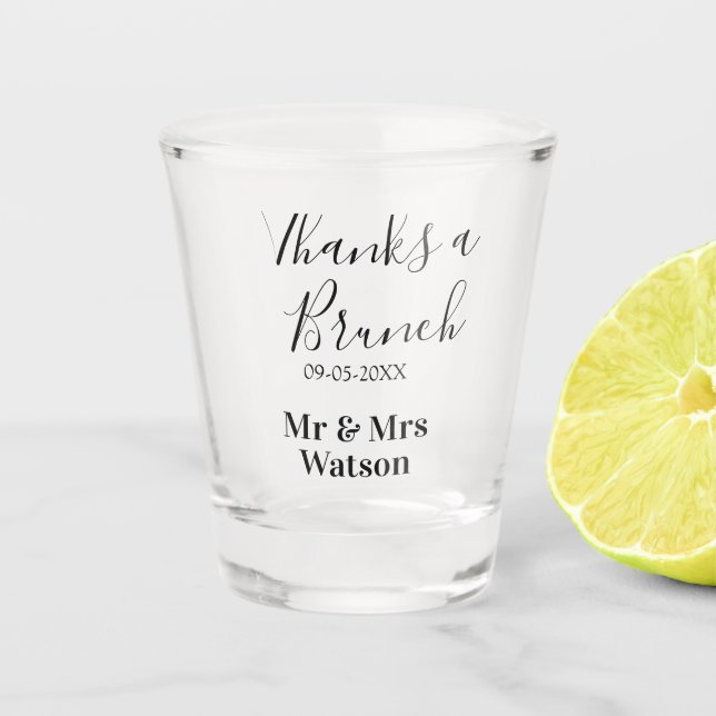 Danke ein Brunch nach der Hochzeit Name Datum einf Schnapsglas (Vorderseite)