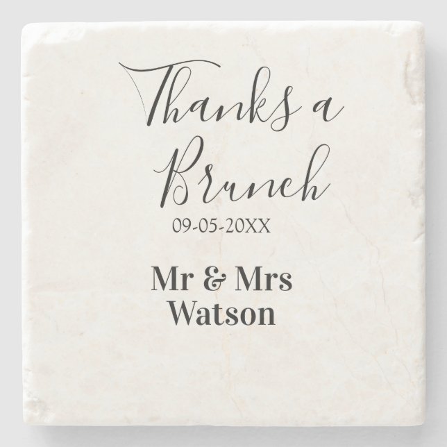 Danke ein Brunch nach der Hochzeit Name Datum einf Steinuntersetzer (Vorderseite)