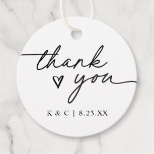 Danke Einfache Handschrift Herz Hochzeit Geschenkanhänger