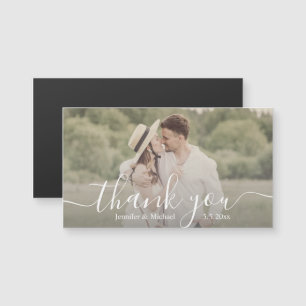 Danke einfache Handschrift Hochzeitsfoto Magnet
