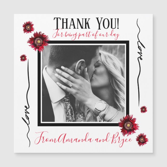 Danke, einfache rote Pappchen Magnetkarte (Vorderseite)