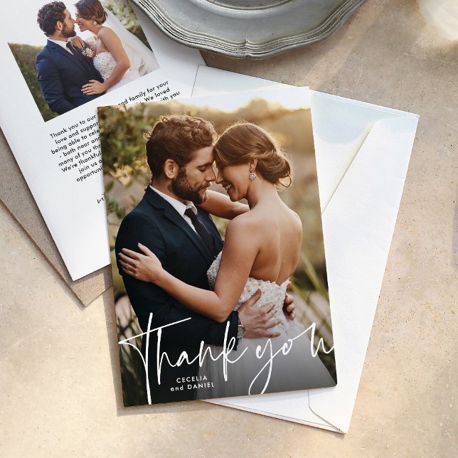 Danke einfaches Schrift Hochzeitsfoto (Von Creator hochgeladen)