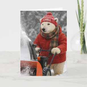 Danke Eisbär schiebt einen Schneefräse Karte