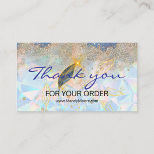 danke Elegant Blau & Gold Floral Visitenkarte