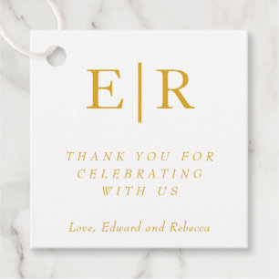 Danke Elegant Gold Weiß Monogramm Hochzeit Geschenkanhänger