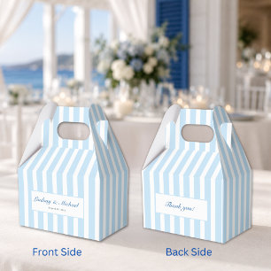 Danke! Elegante blaue Streifen-Monogramm-Hochzeit Geschenkschachtel