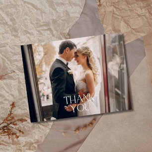 Danke Elegante Einfache Hochzeitsfoto-Postkarten Postkarte