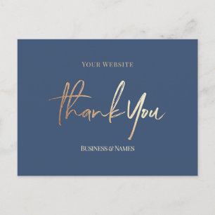 Danke Elegante Faux-Goldfolie Navy Geschäftskarten Postkarte