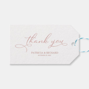 Danke - Elegante roségoldene Hochzeitsdank-Tags Geschenkanhänger