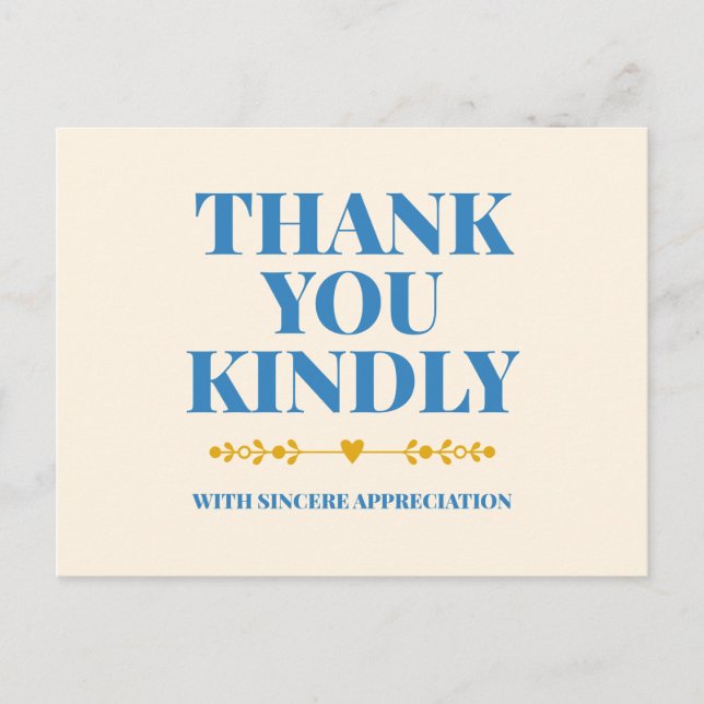 Danke Elegante Typografie Postkarte (Vorderseite)