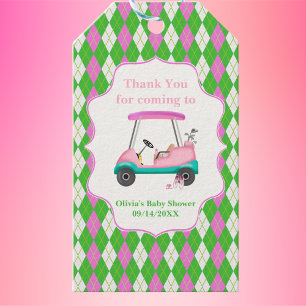 Danke Eleganter Golfwagen bereit für Baby Shower  Geschenkanhänger