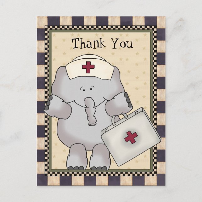 Danke Elephant Nurse Postcard Postkarte (Vorderseite)