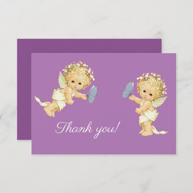 Danke, Engel mit Schmetterling Dankeskarte (Vorne/Hinten)