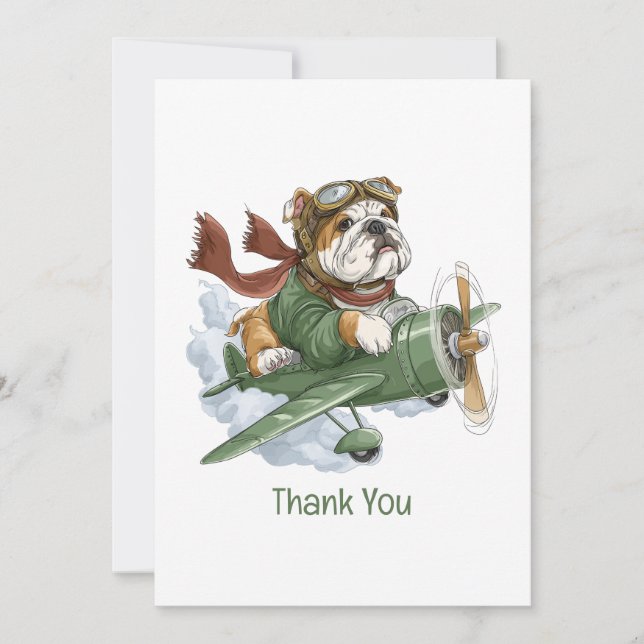 Danke Englisch Bulldogge Pilot Flugzeug (Vorderseite)