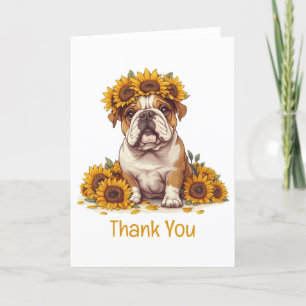 Danke, English Bulldog Sunflower Crown Dankeskarte