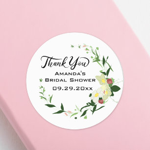 Danke Erdbeeren Wildblumen Brautparty Runder Aufkleber