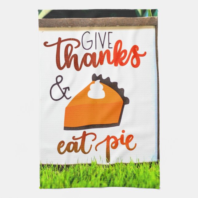 Danke, Essen Pie Erntedank Geschirrtuch (Vertikal)