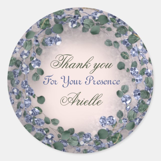 Danke Eucalyptus Birthday Rustic Mint Powder Runder Aufkleber (Vorderseite)