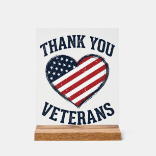 Danke euch Veteranen Patrioten-Herz Vintage-Shirt  Acrylschild