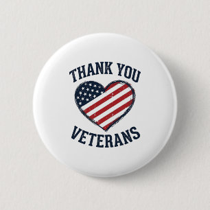 Danke euch Veteranen Patrioten-Herz Vintage-Shirt Button