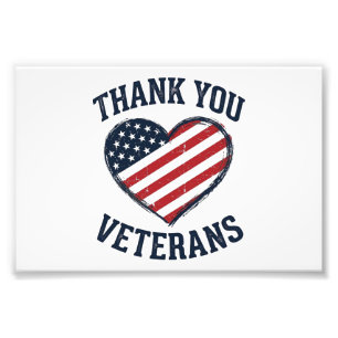 Danke euch Veteranen Patrioten-Herz Vintage-Shirt  Fotodruck