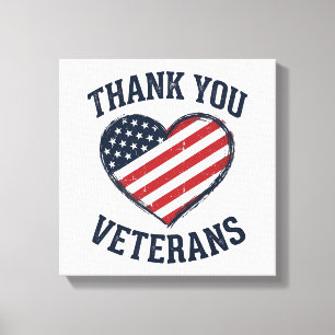 Danke euch Veteranen Patrioten-Herz Vintage-Shirt Leinwanddruck