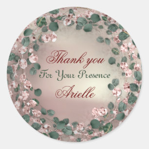 Danke Eukalyptus Geburtstagsbraut Grünzeug Rose Runder Aufkleber