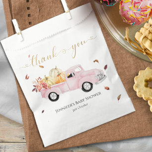 Danke Fall Pink Vintag Truck Baby Dusche Geschenktütchen