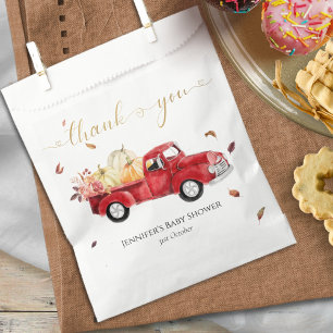 Danke Fall Red Vintag Truck Baby Dusche Geschenktütchen