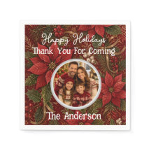 Danke Familie Foto Florales Karmesinrot Weihnachte