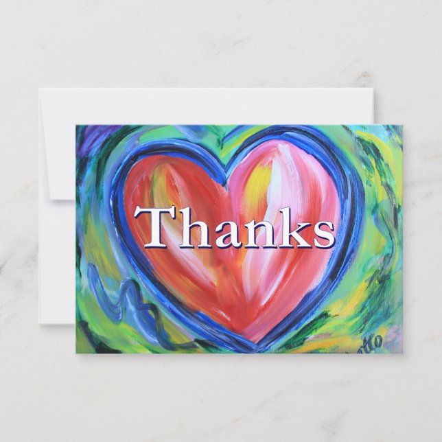 Danke farbenfrohe Herz Art Note Card (Vorderseite)