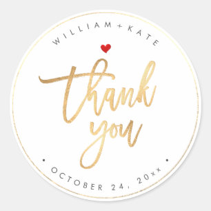 Danke, Faux-Gold Moderne Schrift DIY-Hintergrund Runder Aufkleber