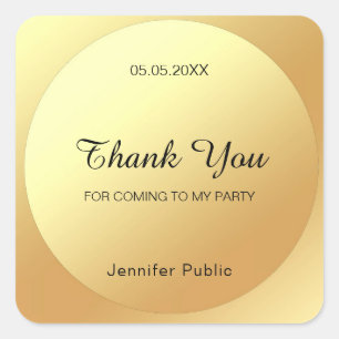 Danke Faux Gold Vorlage Elegante Kalligrafie Quadratischer Aufkleber