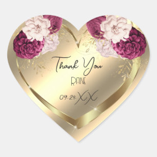 Danke Favor Blume Herz Brautstrauß Sweet16th Gold Herz-Aufkleber