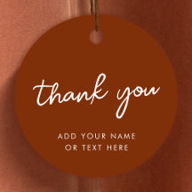 Danke Favor Tags | Erdiges verbranntes Orange