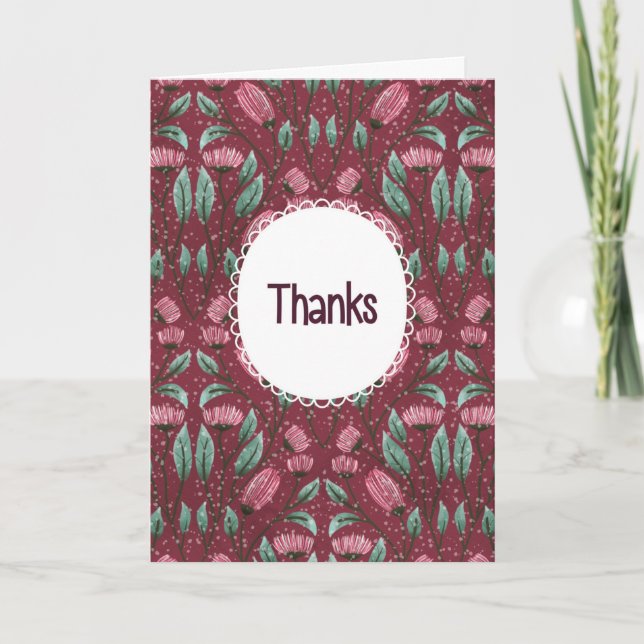 Danke floral mit Textrahmenkarte Karte (Vorderseite)