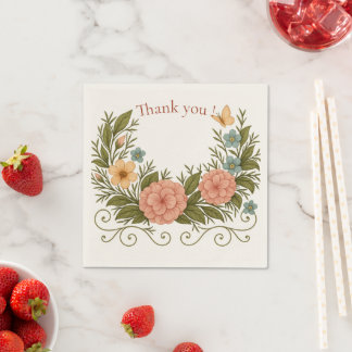 Danke — Florale Halbkrone-Papier-Serviette Serviette