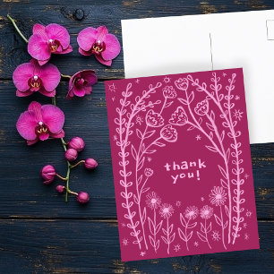 DANKE Florale skizzenhafte Kritzelei Postkarte