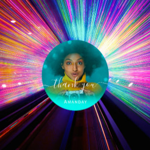 Danke Foto Foto Bridal Sweet16 Graduate Party Runder Aufkleber