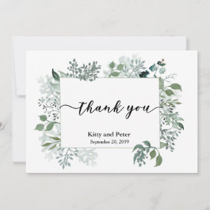 Danke Foto Hochzeit Blätter Grün Modern