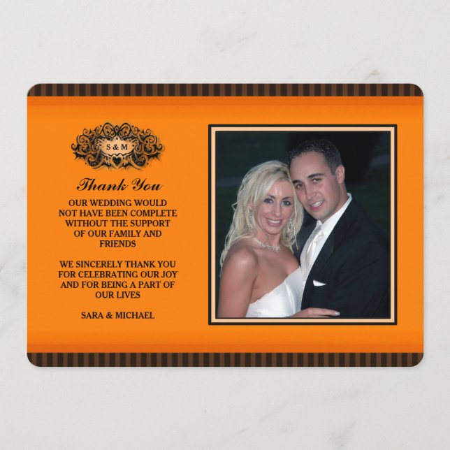 Danke Foto-Karte - Orange u. Schwarzes (Vorderseite)